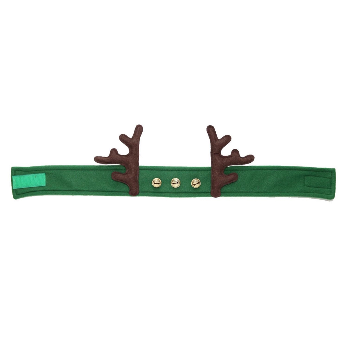 32635547 24 In. Green Adjustable Decorative Fleece Headband With Antlers & Bells