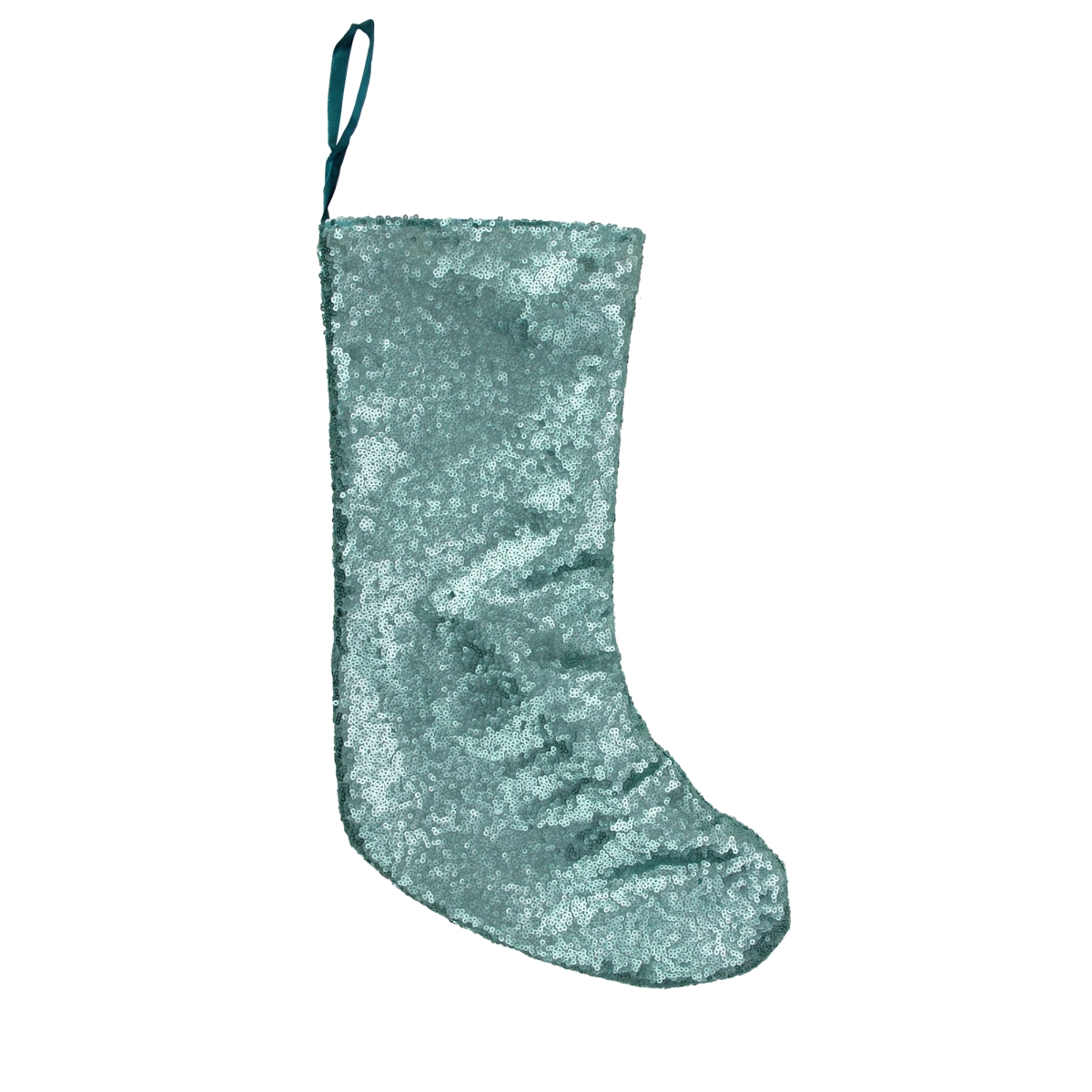 32913569 17.5 In. Mint Green Paillette Sequins Hanging Christmas Stocking