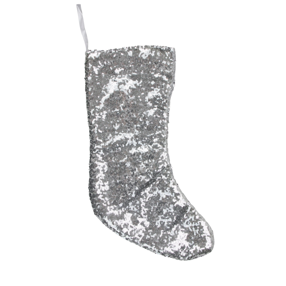 32913572 17.5 In. Silver Paillette Sequins Christmas Stocking