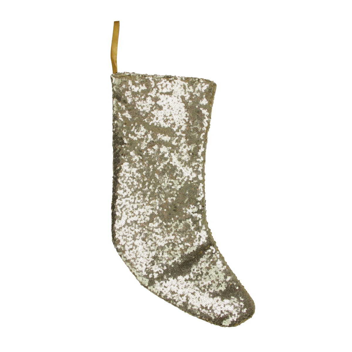 32913573 17.5 In. Shiny Gold Sequins Christmas Stocking