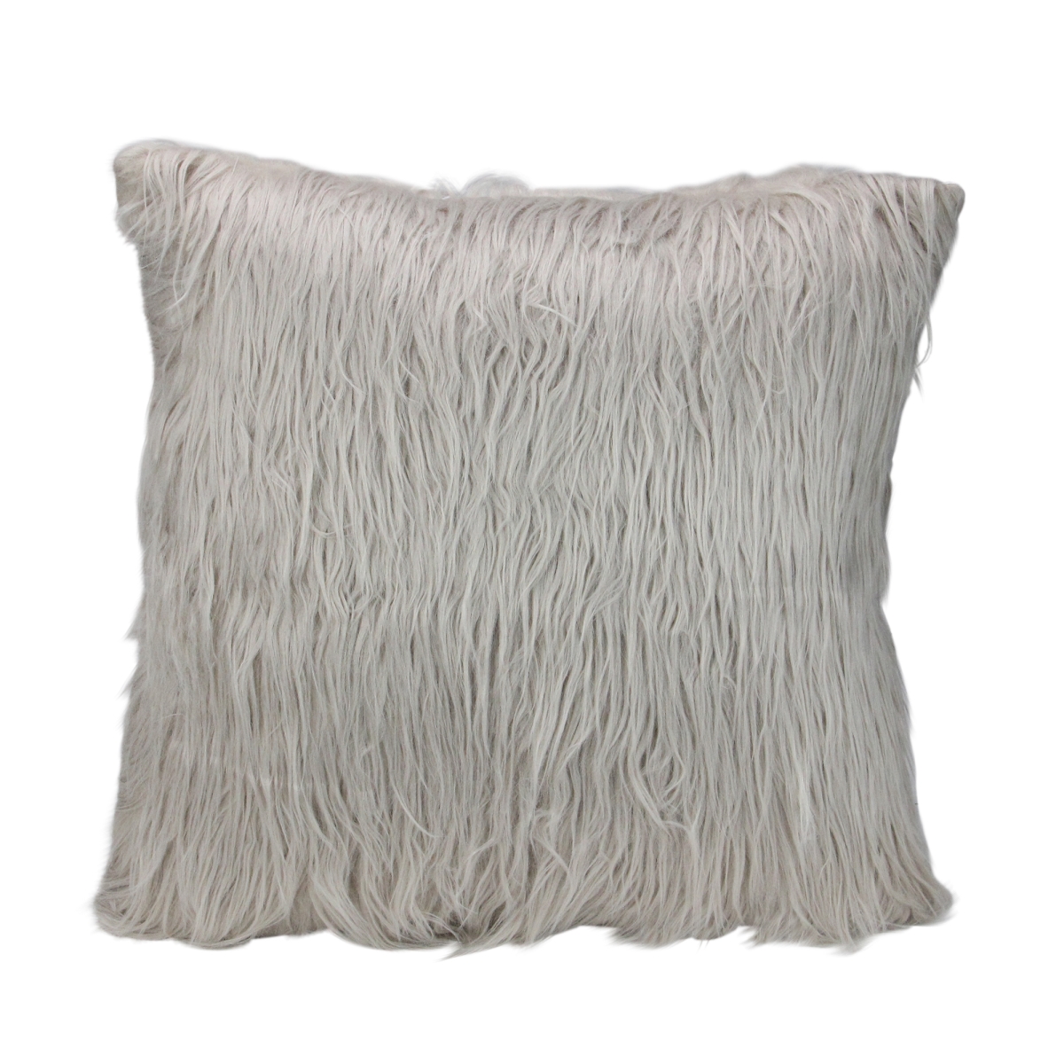 32913600 17 In. Beige Taupe Faux Fur Throw Pillow With Suede Backing