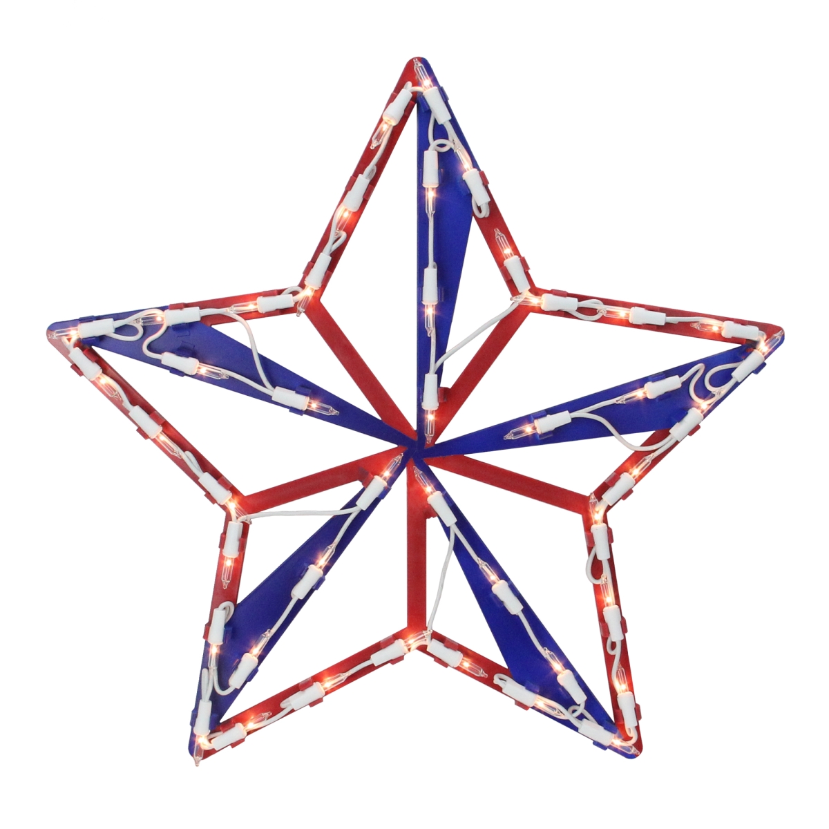 33377037 15 In. Lighted Red White & Blue 4th Of July Star Window Silhouette Decoration