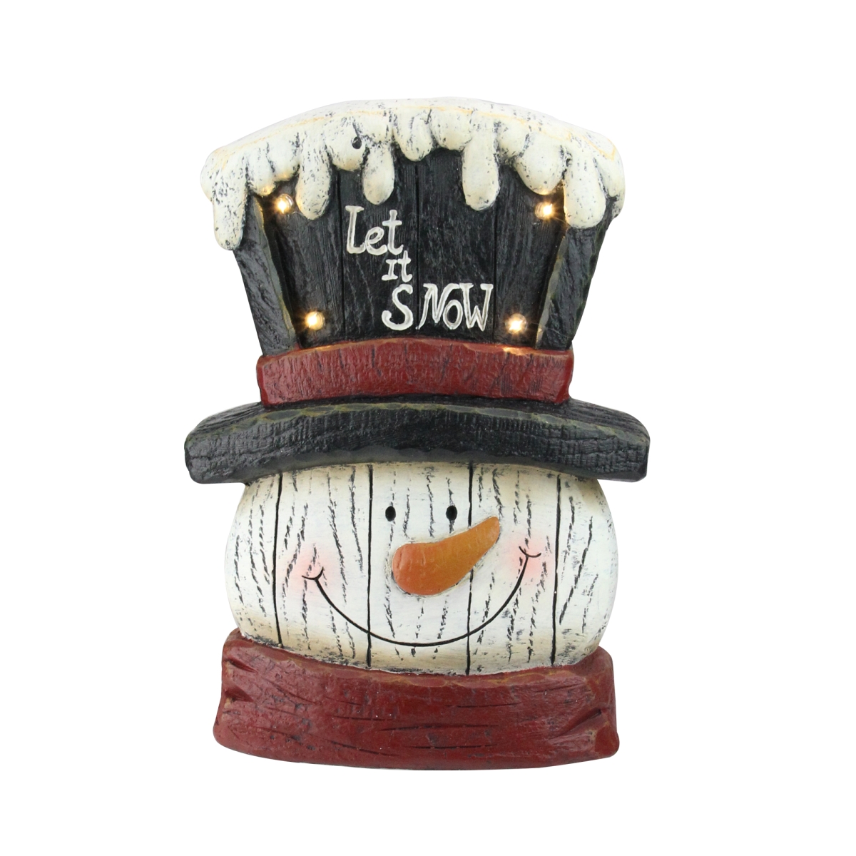 32922985 13 In. Pre-lit Led Snowman Weathered Table Top Christmas Decoration