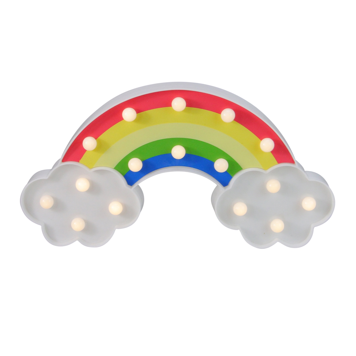 33377733 10 In. Battery Operated Led Lighted Rainbow With Clouds Marquee Sign
