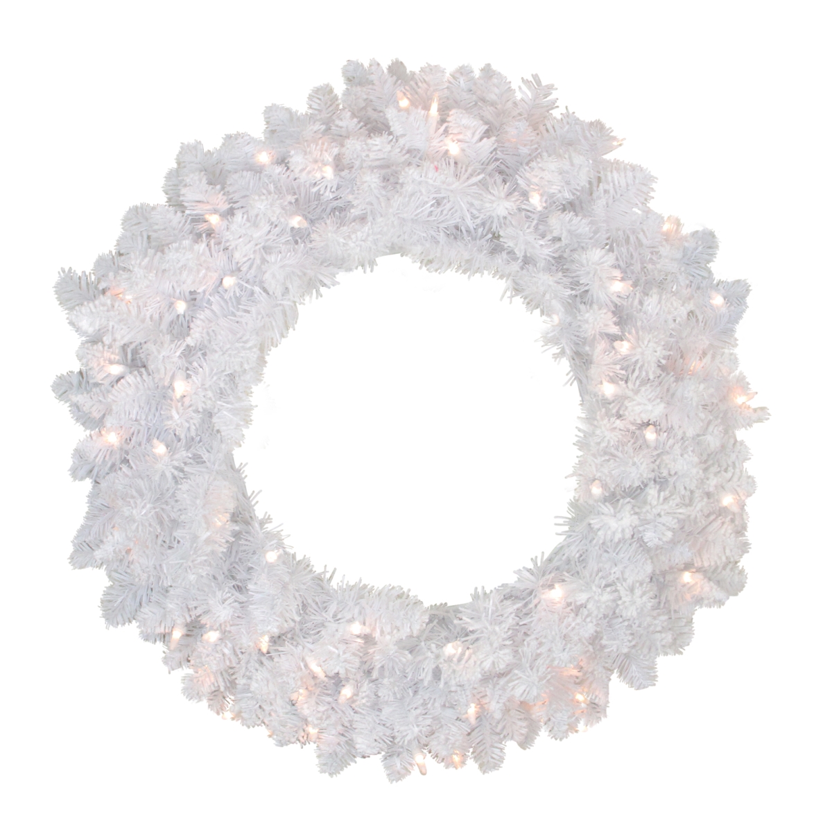 33370939 36 In. Pre-lit Flocked Snow White Artificial Christmas Wreath - Clear Lights
