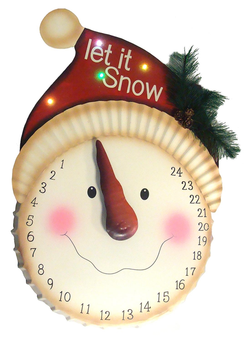 31454527 21 In. Led Lighted Let It Snow Snowman Face Christmas Countdown Advent Calendar