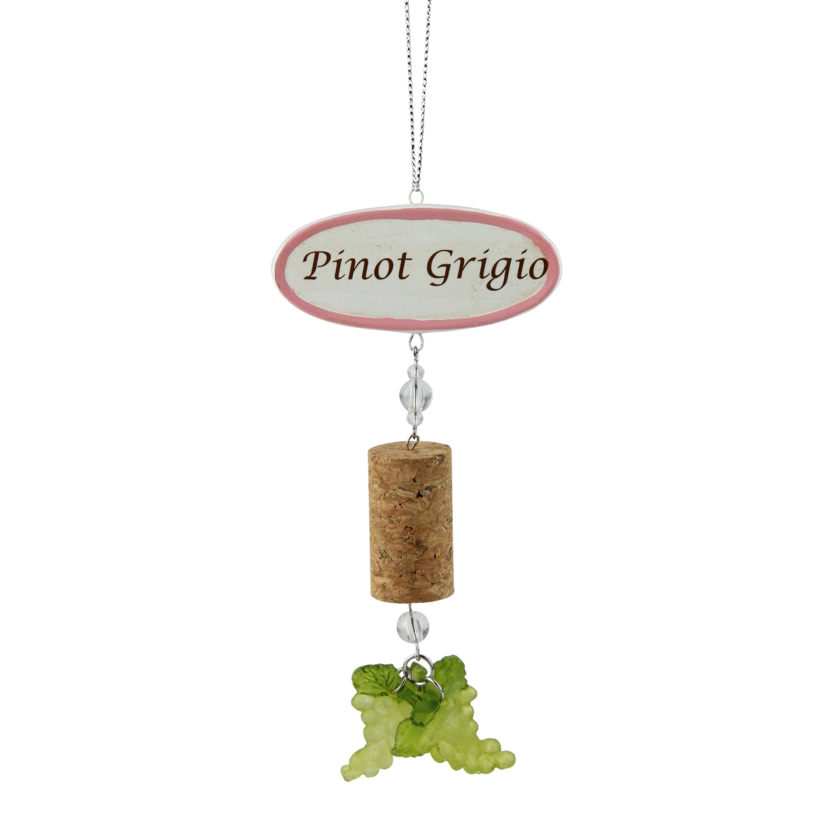 Kurt Adler 30851275 5.5 In. Tuscan Winery Pinot Grigio Sign With Cork & Grapes Christmas Ornament