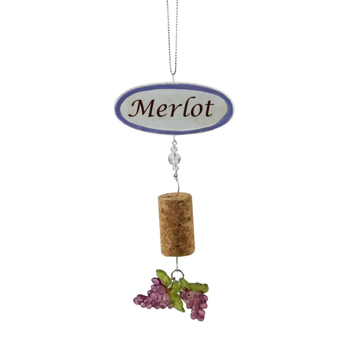 Kurt Adler 30851278 5.5 In. Tuscan Winery Merlot Sign With Cork & Grapes Dangle Christmas Ornament
