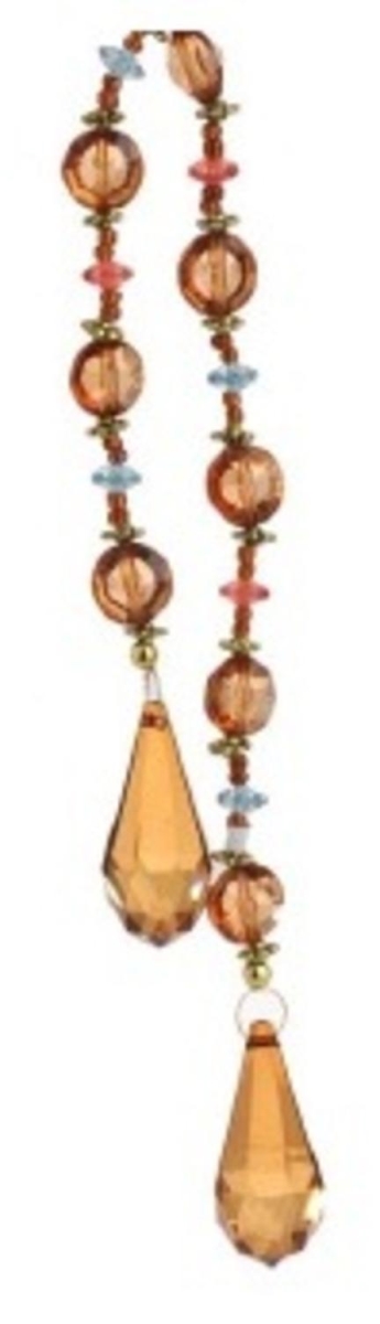 30790111 17 In. Victorian Inspirations Amber Brown Beaded Teardrop Christmas Drop Ornament