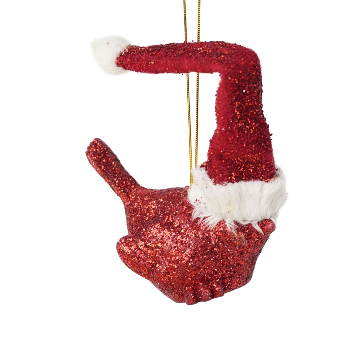 Kurt Adler 30851819 3 In. Red Glittered Cardinal Bird Horizontally Perched Christmas Ornament