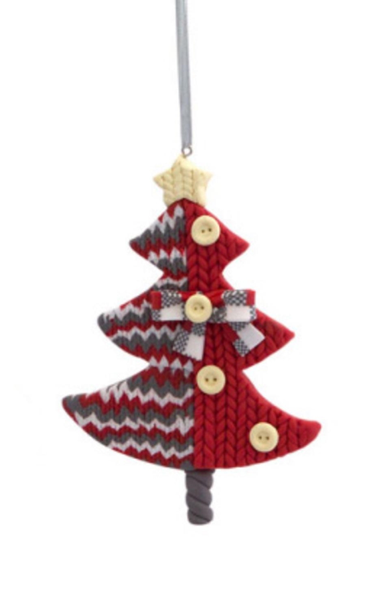 31105521 4.75 In. Alpine Chic Red, White & Gray Knit Style Christmas Tree Ornament