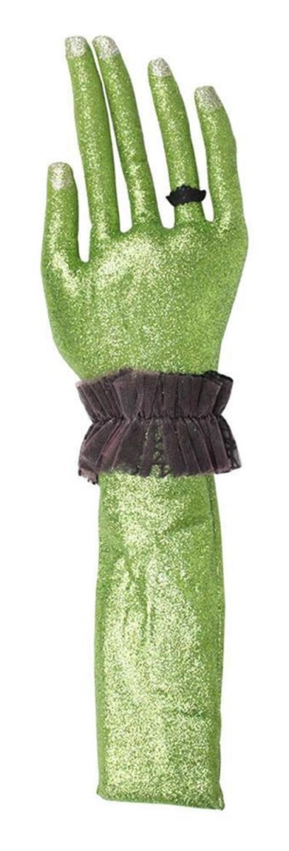 31421546 19 In. Glittered Green With Envy Flexible Right Hand Halloween Decoration