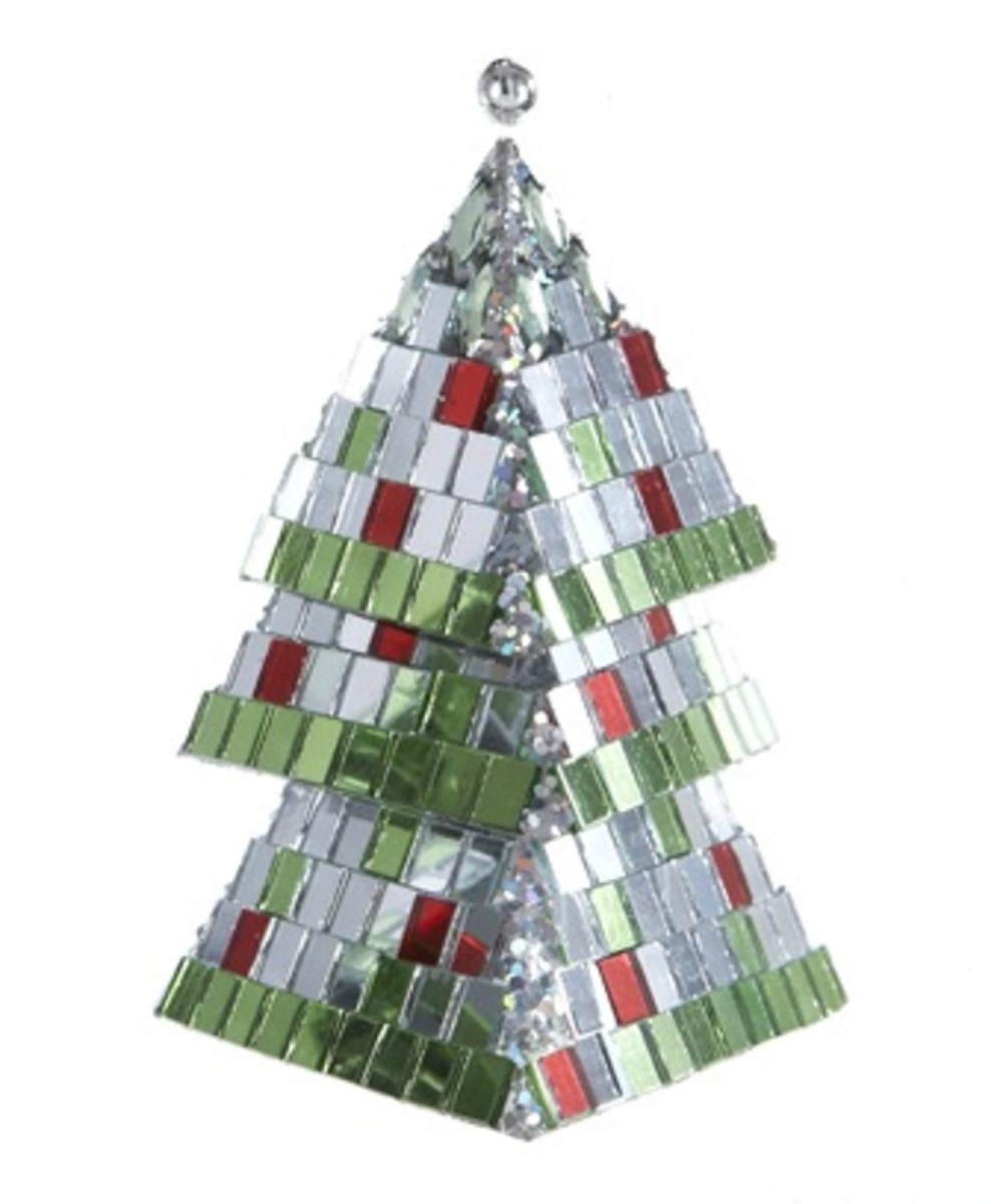 Kurt Adler 30851643 5 In. Christmas Brites Mirrored Mosaic Triangular Tiered Christmas Tree Ornament
