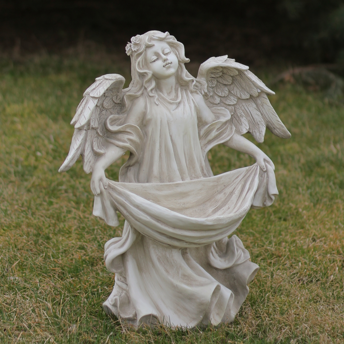 33377760 18.5 In. Serene Angel Bird Feeder Outdoor Garden Statue