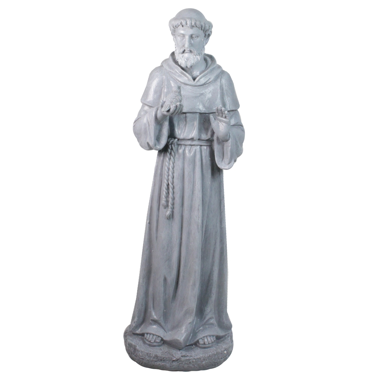 33377766 28 In. St. Francis Holding A Bird Outdoor Garden Statue