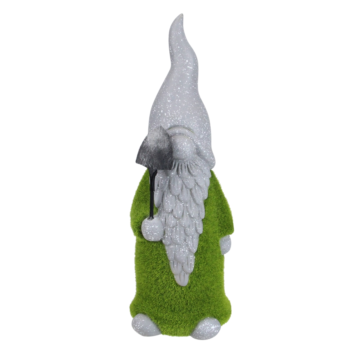 33377620 14 In. Moss Covered Gnome With Shovel Garden Statue