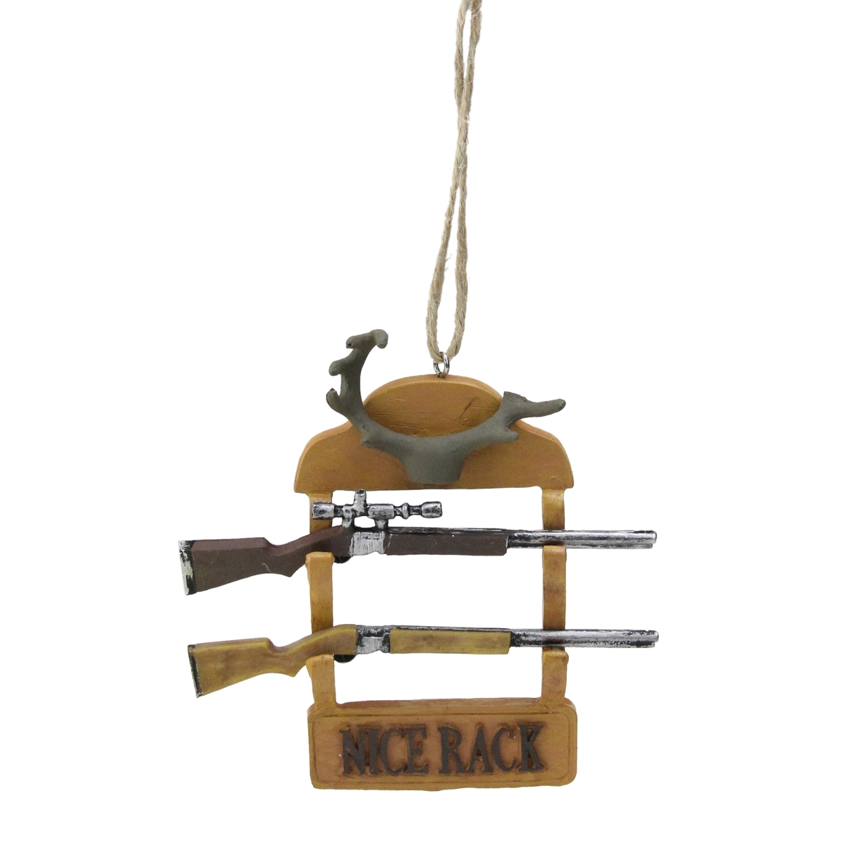 11233001 4 In. Nice Rack Hunting Rifles & Antlers Gun Rack Christmas Ornament