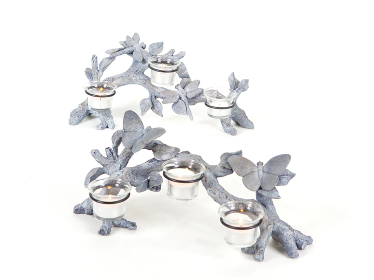 30925490 14 In. Garden Getaway Butterfly & Dragonfly Votive Candle Holders - Set Of 2