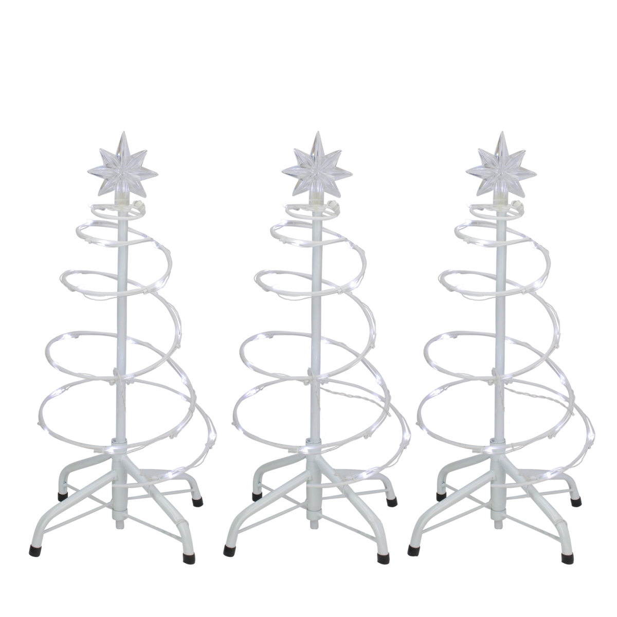 33406055 18 in. LED Lighted Spiral Cone Walkway Christmas Trees Outdoor Decorations - Set of 3