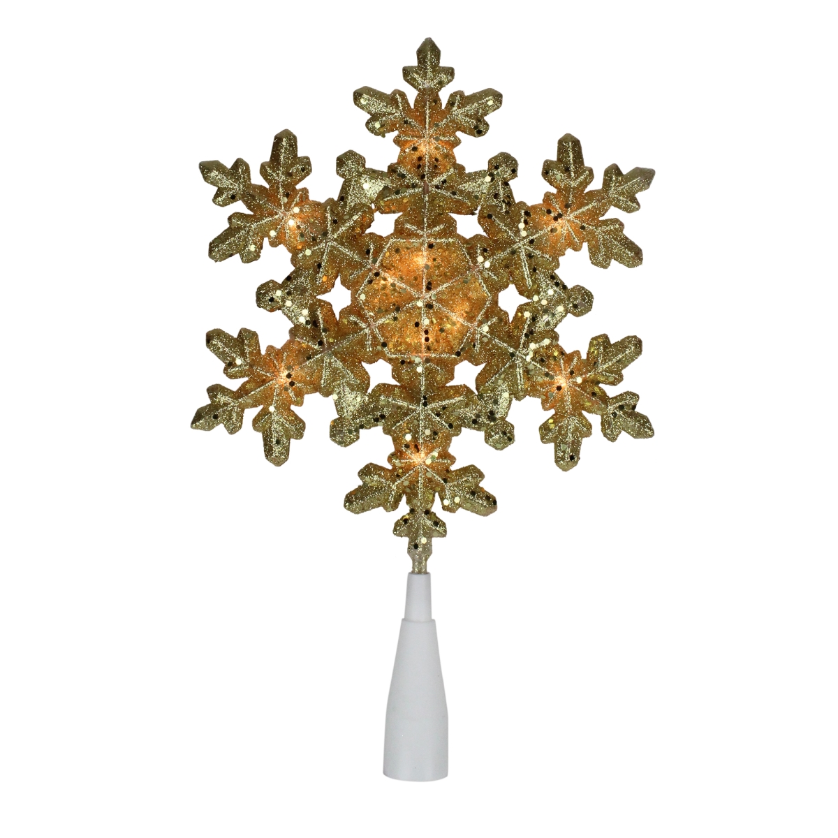 12.75 in. Lighted Gold Snowflake Christmas Tree Topper - Clear Lights