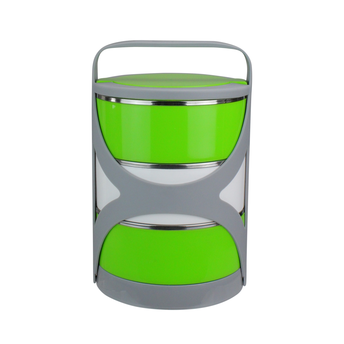 33537567 Stacking Food Storage Containers With Carrying Holder, Green & White