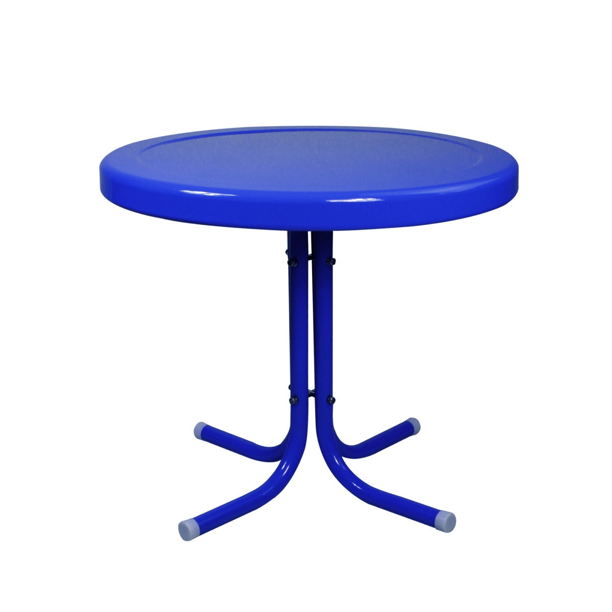 34219537 21.75 In. Outdoor Retro Metal Tulip Side Table, Blue
