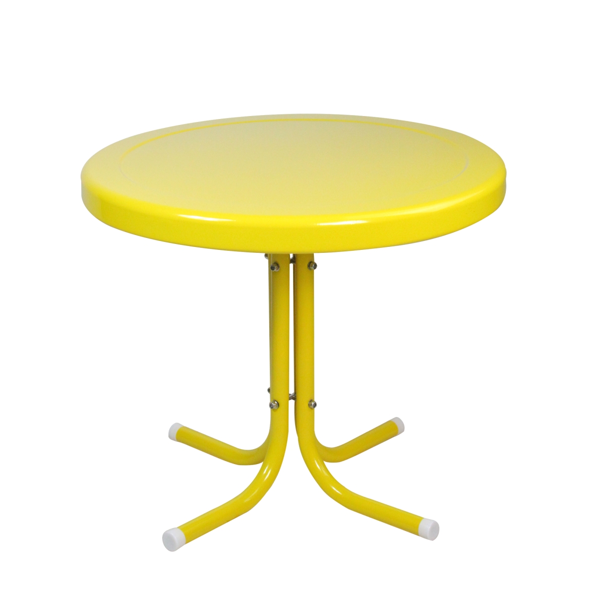 34219538 21.75 In. Outdoor Retro Metal Tulip Side Table, Yellow