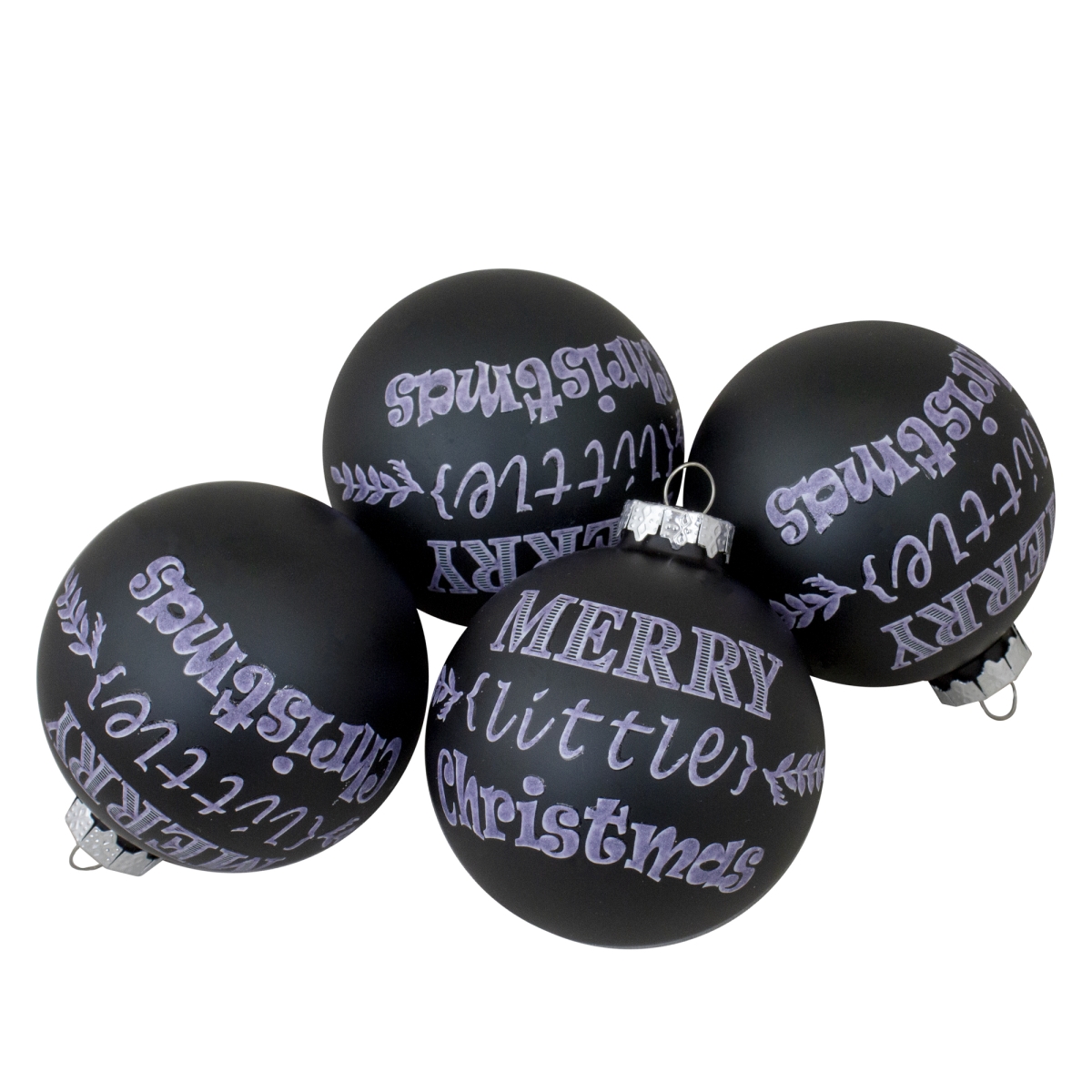 UPC 191296888646 product image for 34313344 2.5 in. Merry Little Christmas Glass Ball Ornaments, Matte Black - 4 Co | upcitemdb.com