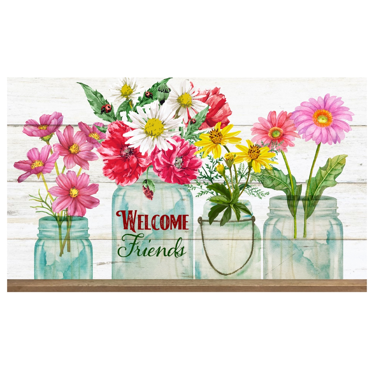 35126835 18 x 30 in. Welcome Friends Spring Bouquet Doormat