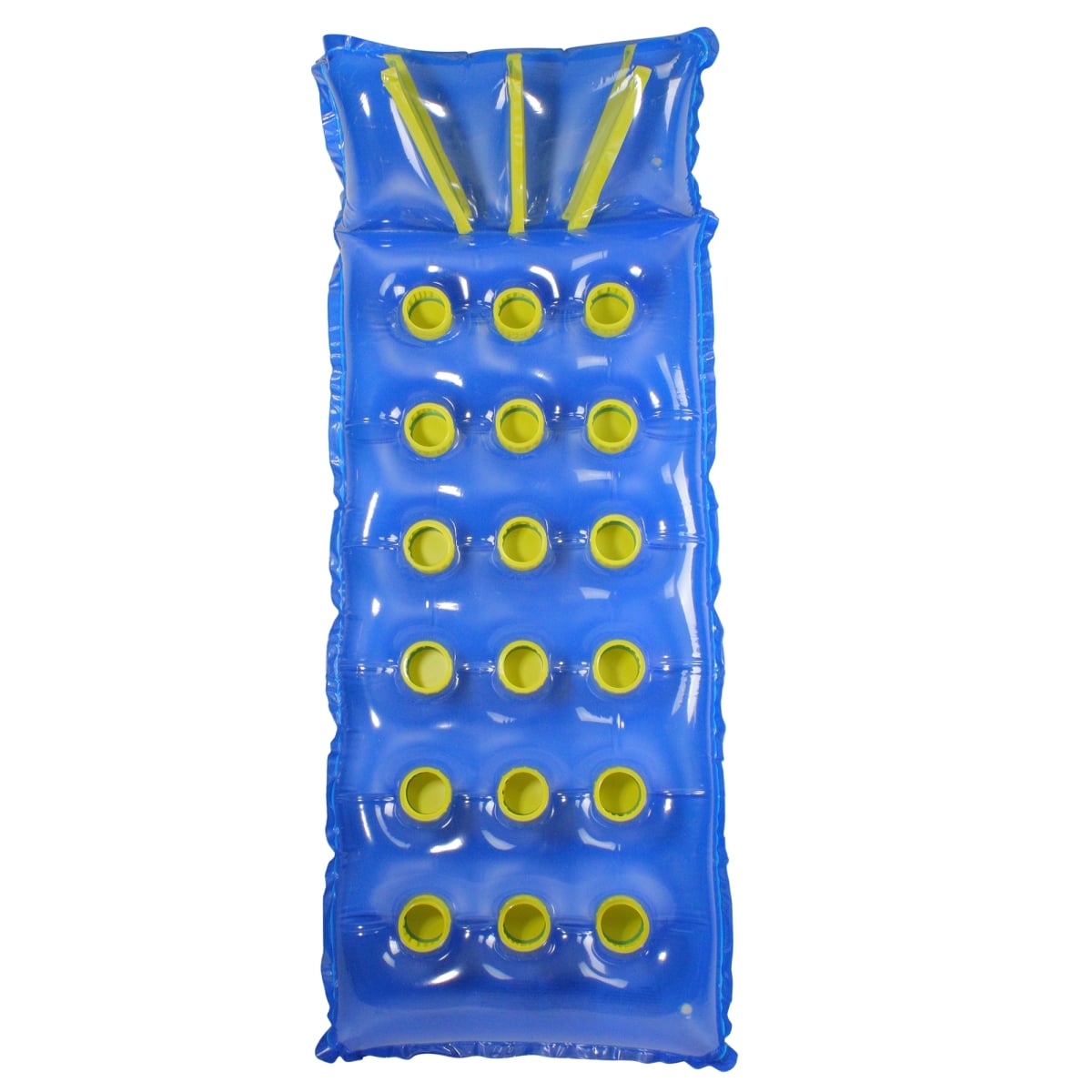 30928527 76 in. Inflatable 18-Pocket French Style Swimming Pool Air Mattress, Blue & Yellow