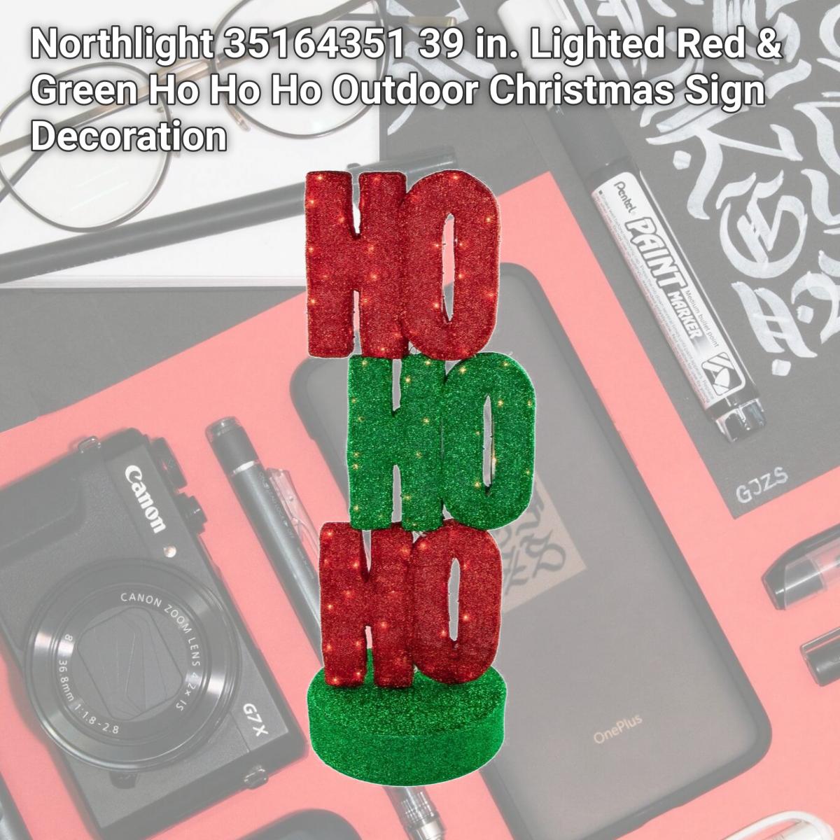 Picture of Northlight 35164351 39 in. Lighted Red & Green Ho Ho Ho Outdoor Christmas Sign Decoration