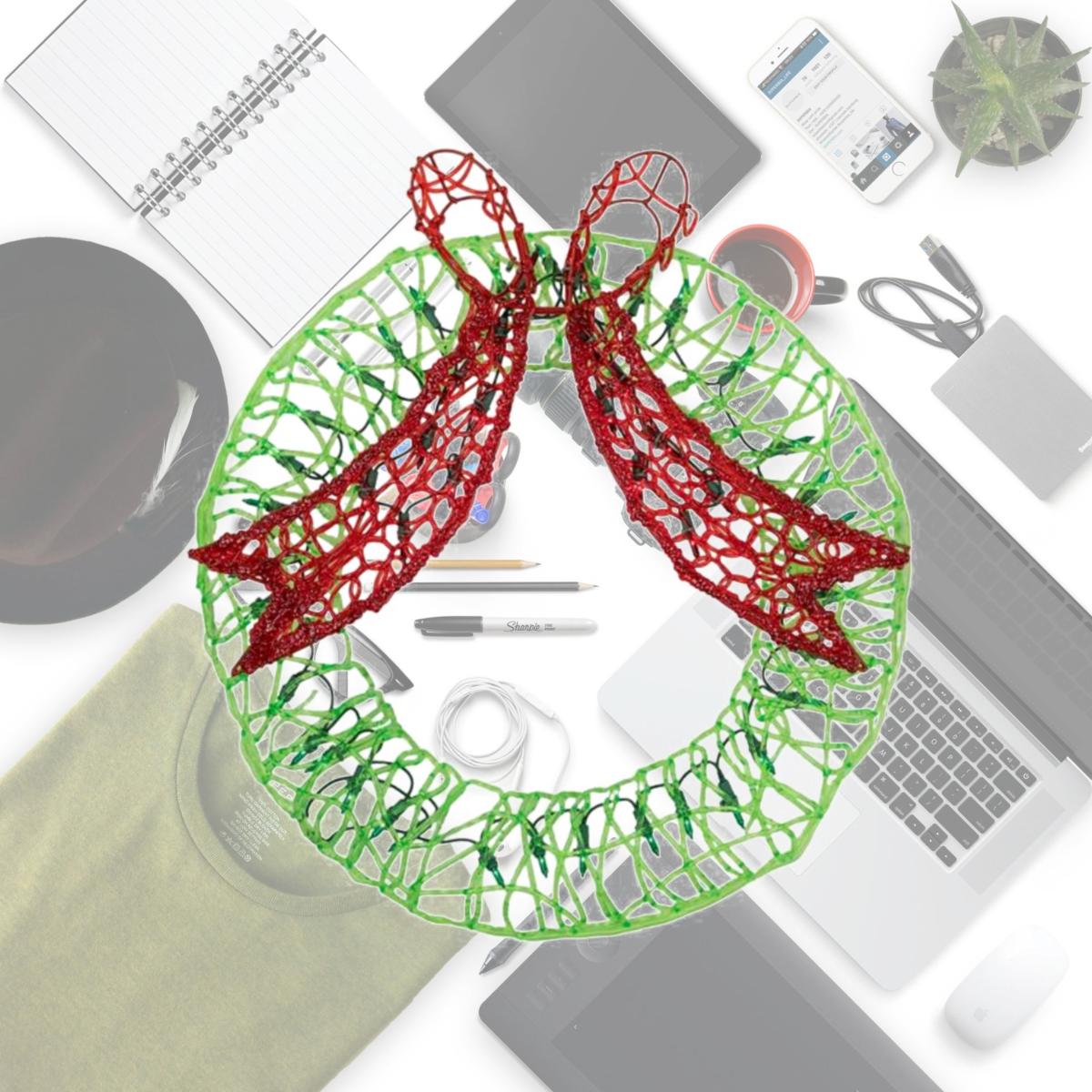 Picture of Northlight 35256326 20 in. Lighted Wreath & Bow Christmas Window Silhouette Decoration&#44; Green & Red