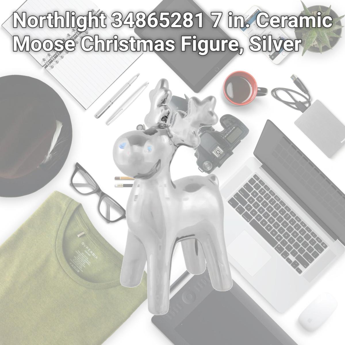 Picture of Northlight 34865281 7 in. Ceramic Moose Christmas Figure, Silver