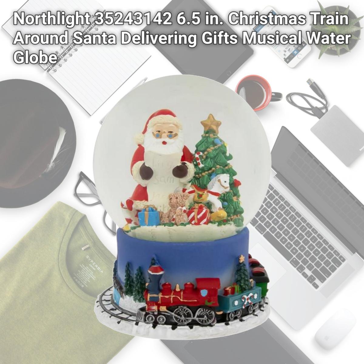 Picture of Northlight 35243142 6.5 in. Christmas Train Around Santa Delivering Gifts Musical Water Globe