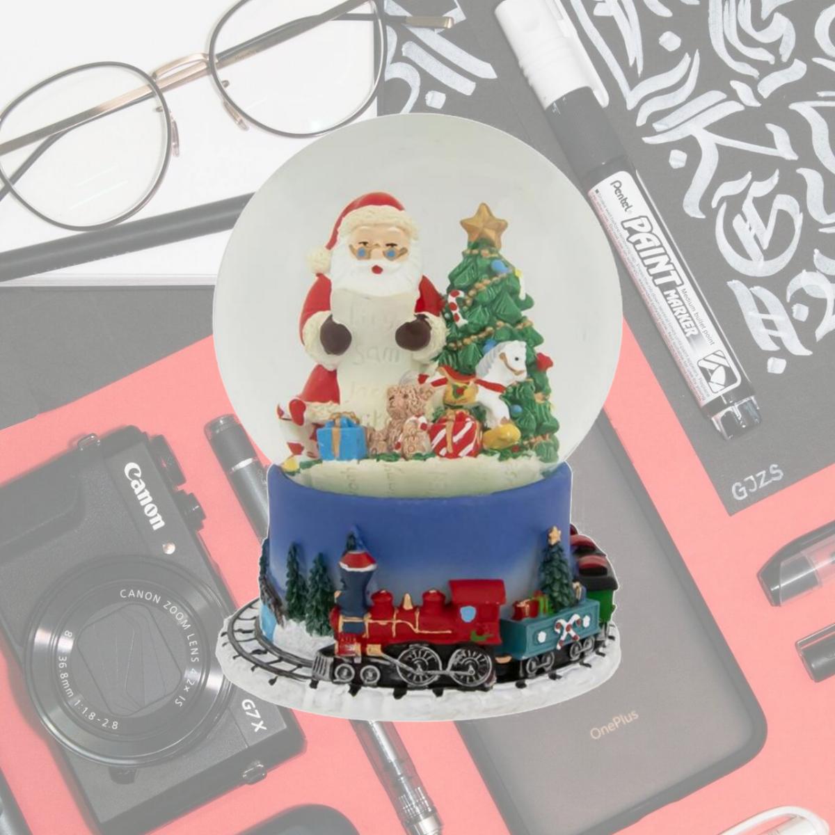 Picture of Northlight 35243142 6.5 in. Christmas Train Around Santa Delivering Gifts Musical Water Globe