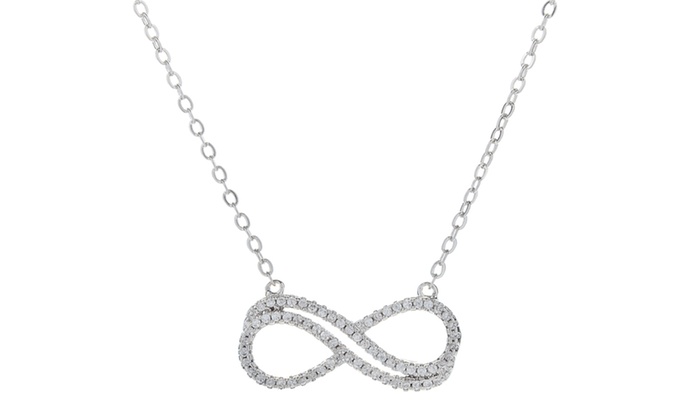 Neck3654-16in Swarovski Elements Crystal Infinity Necklace In 18k White Gold Plated