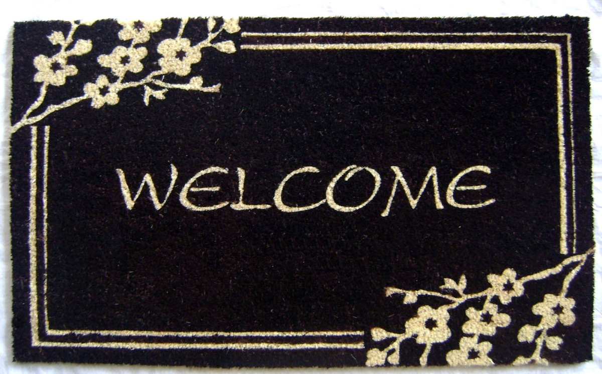 G481 18 X 30 In. Pvc Backed Welcome On Black Background Doormat