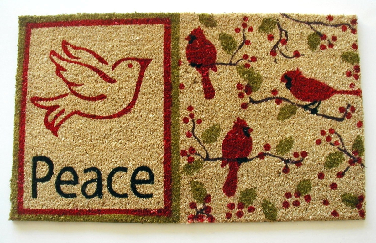 G633 Peace Dove & Cardinal 18 X 30 In. Pvc Printed Peace With Dove & Cardinals