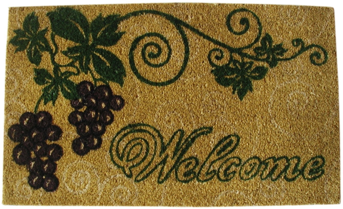 G108 Welcome Grapes 18 X 30 In. Pvc Backed Coco Doormat, Welcome With Grapes