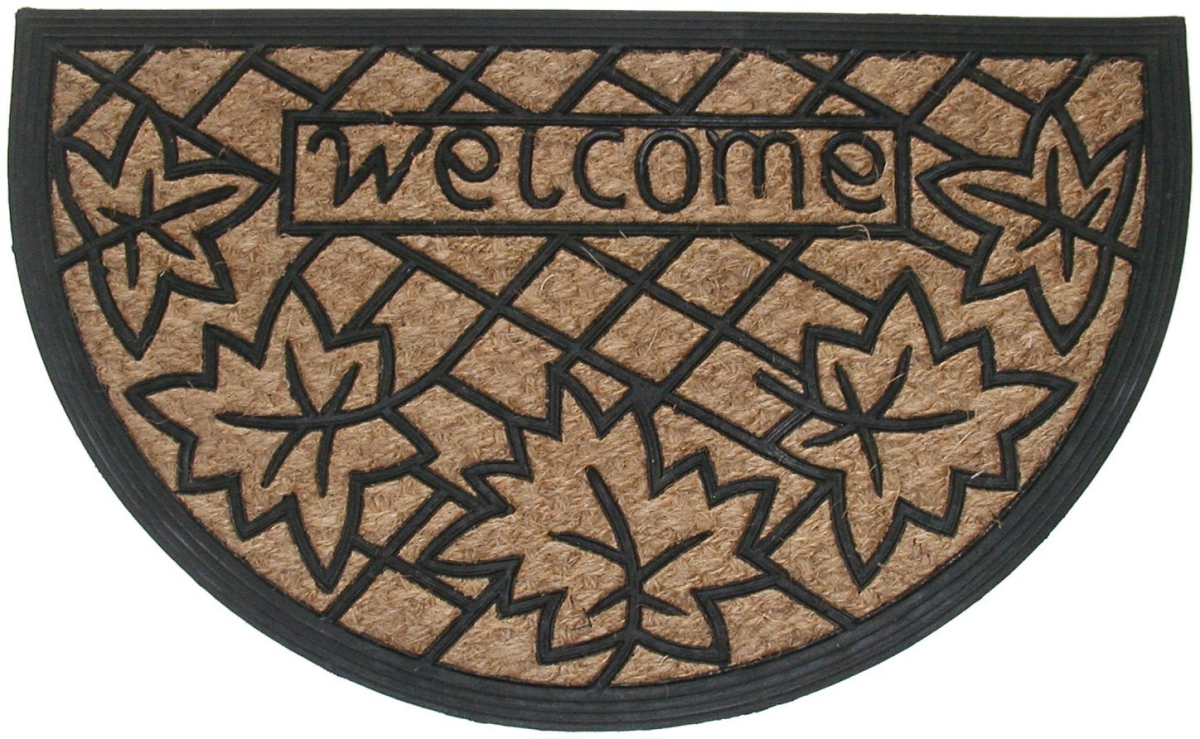 G130-tc Welcome Leaves 18 X 30 In. Panama Tuffcor Half Round Doormat, Welcome Leaves Design