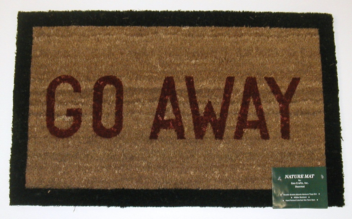 G146 Go Away 18 X 30 In. Pvc Backed Stencilled Doormat, Go Away With Black Border & Red Print