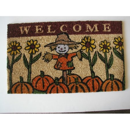 G153 Scarecrow 18 X 30 In. Pvc Backed With Pumpkins Doormat