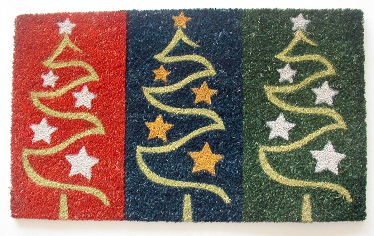 G600 Holiday Trees 18 X 30 Pvc Christmas Printed Coco Doormat
