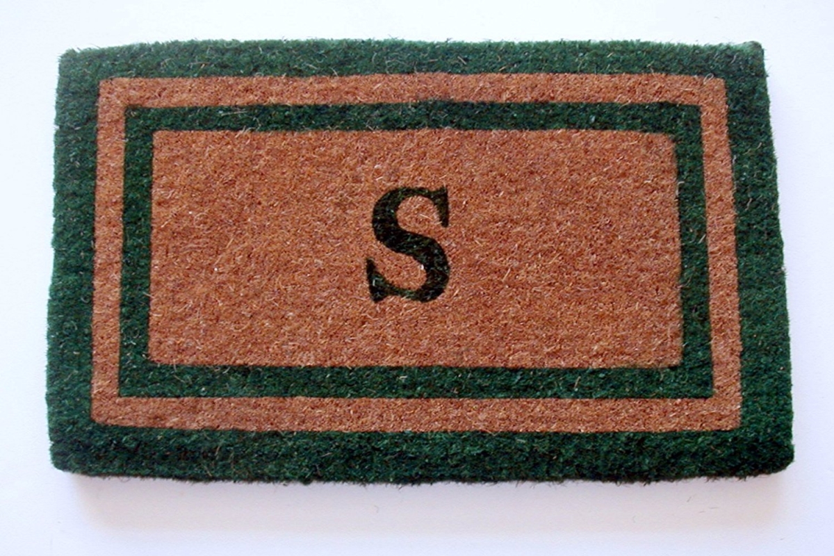 Ibm Dbl 2439 Grn G236 24 X 39 In. Double Green Border Monogram Doormat