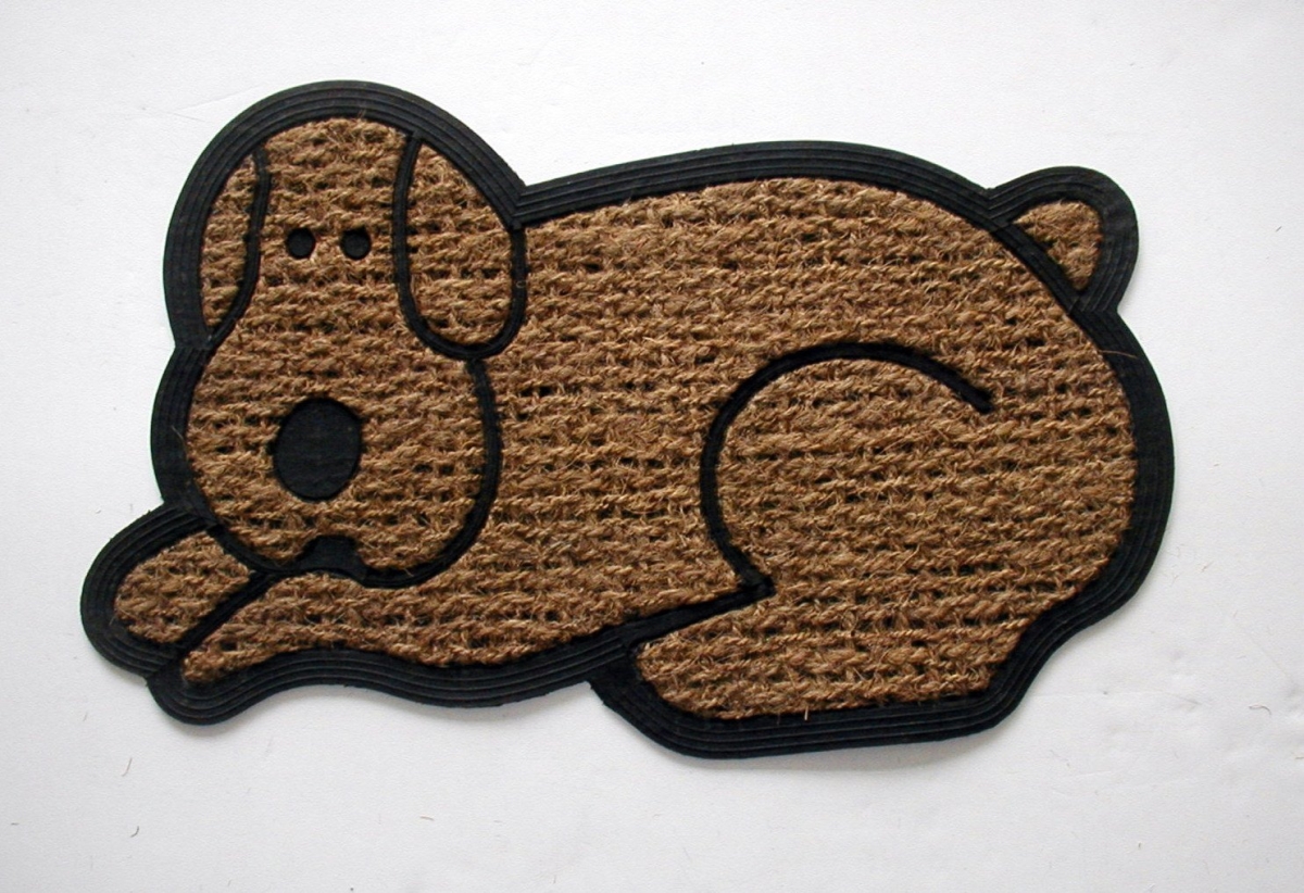 G115 Dog 18 X 30 In. Panamatuffcor Rubber Back Animal Shaped Flat Weave Doormat