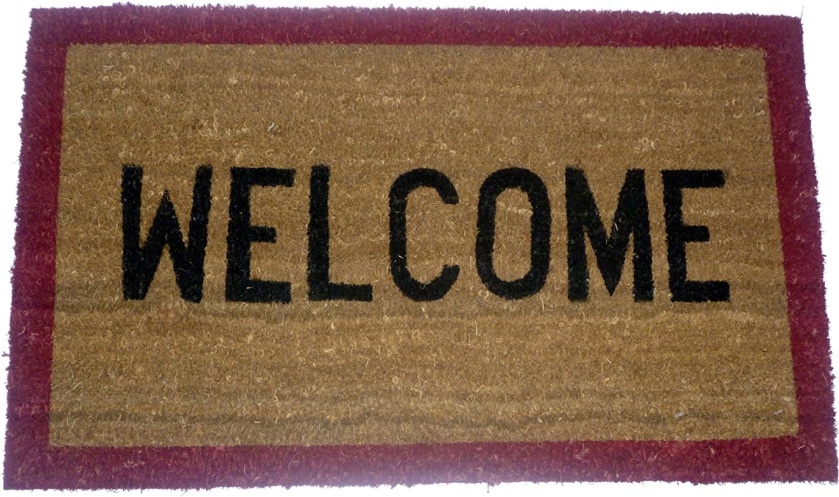 G104 Welcome Red 18 X 30 In. Pvc Backed Stencilled With Border Coco Doormat