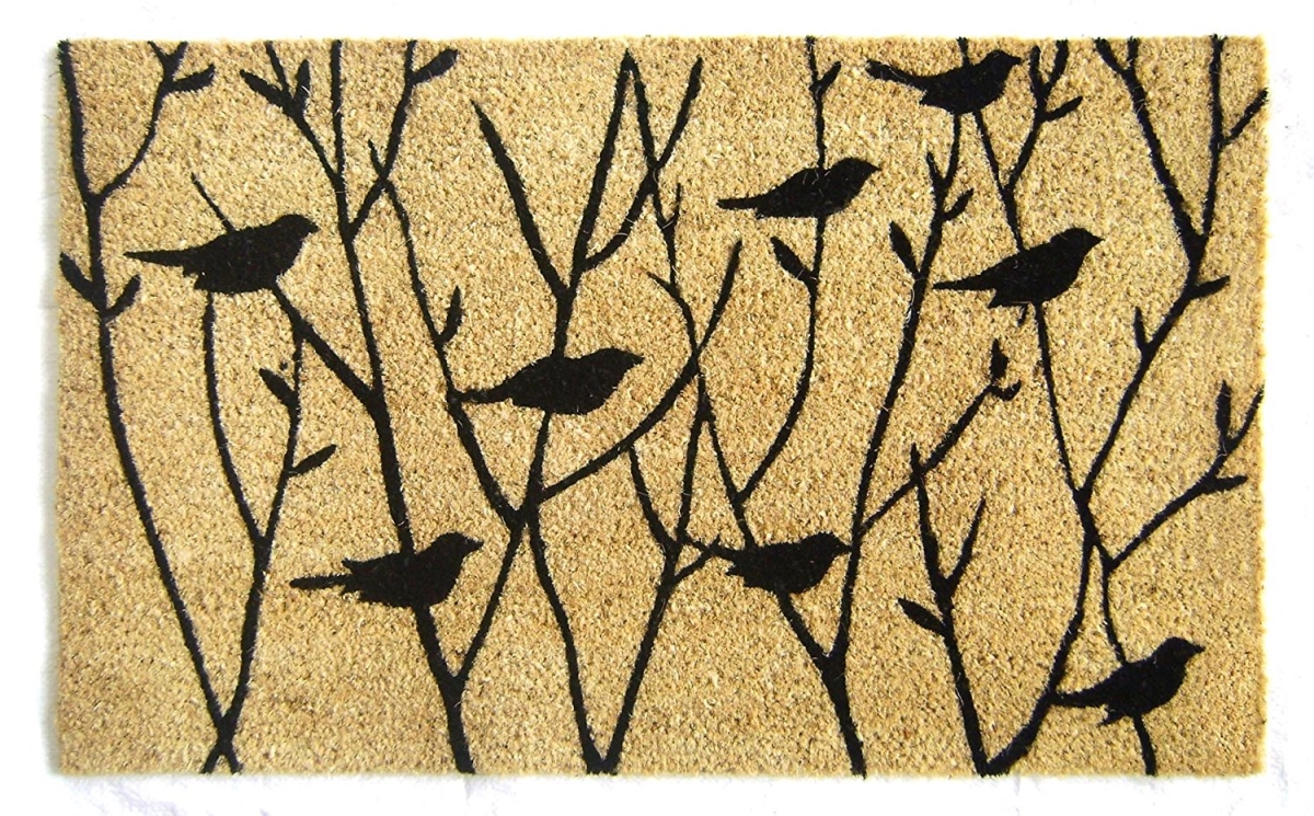 G350 Birds On Branches 18 X 30 In. Pvc Backed Black Birds On Tree Branches Mat