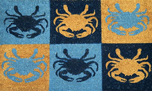 G385 18 X 30 In. Multi Blue Six Crab Pvc Backed Entry Way Doormat