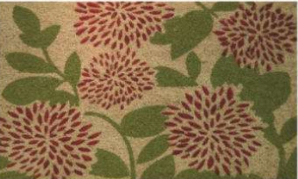 G034 18 x 30 in. Coir Pink Flowers Welcome Doormat