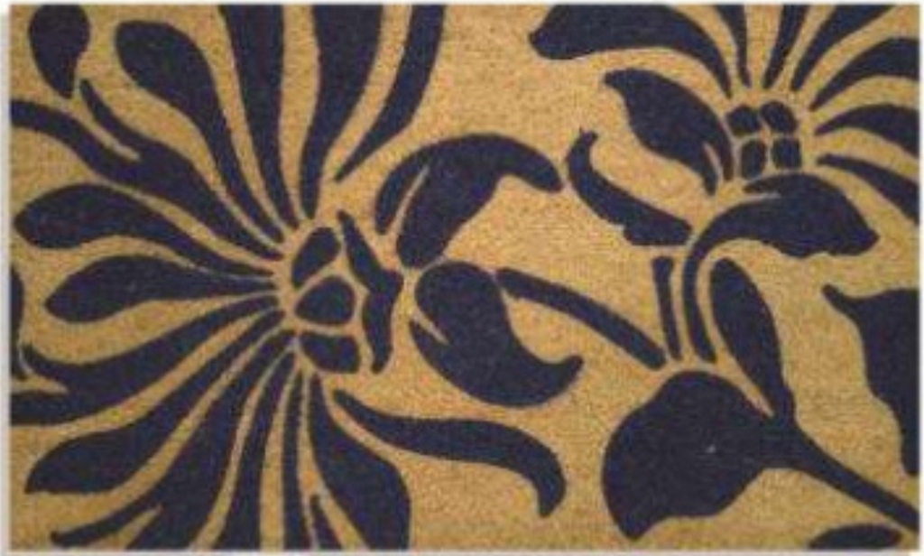 G038 18 x 30 in. Coir Blue Flowers Welcome Doormat